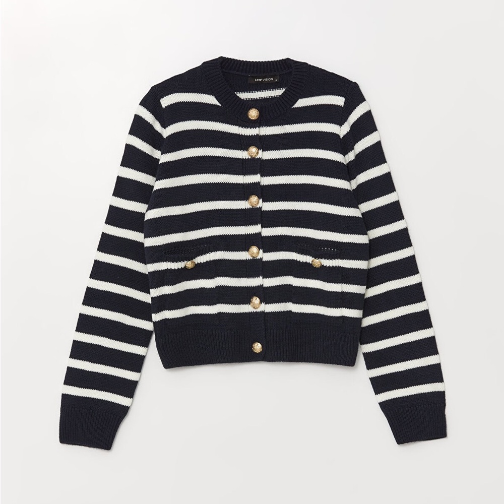 LCW Vision Crew Neck Striped Women's Knitwear Cardigan
